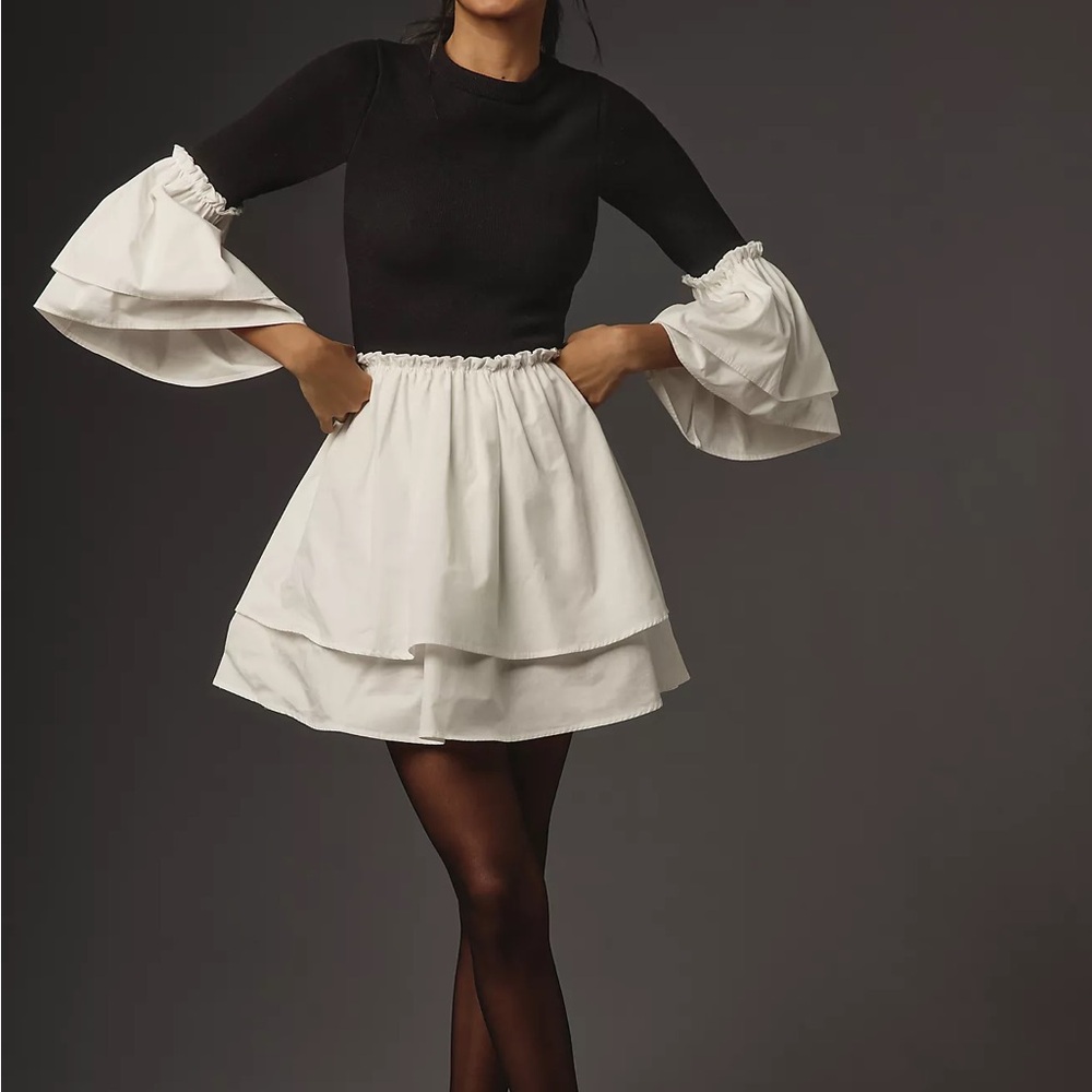 Anthropologie Maeve Long Sleeve Knit Twofer Mini Dress